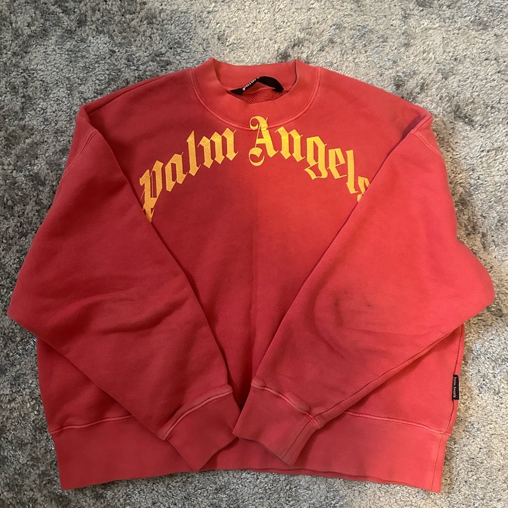 Palm Angels Red/Pink Yellow Crewneck Sweater